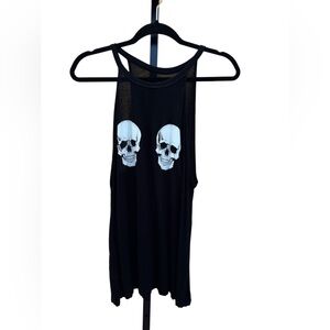Sexy Black Tank Top with Skull Print Size XL